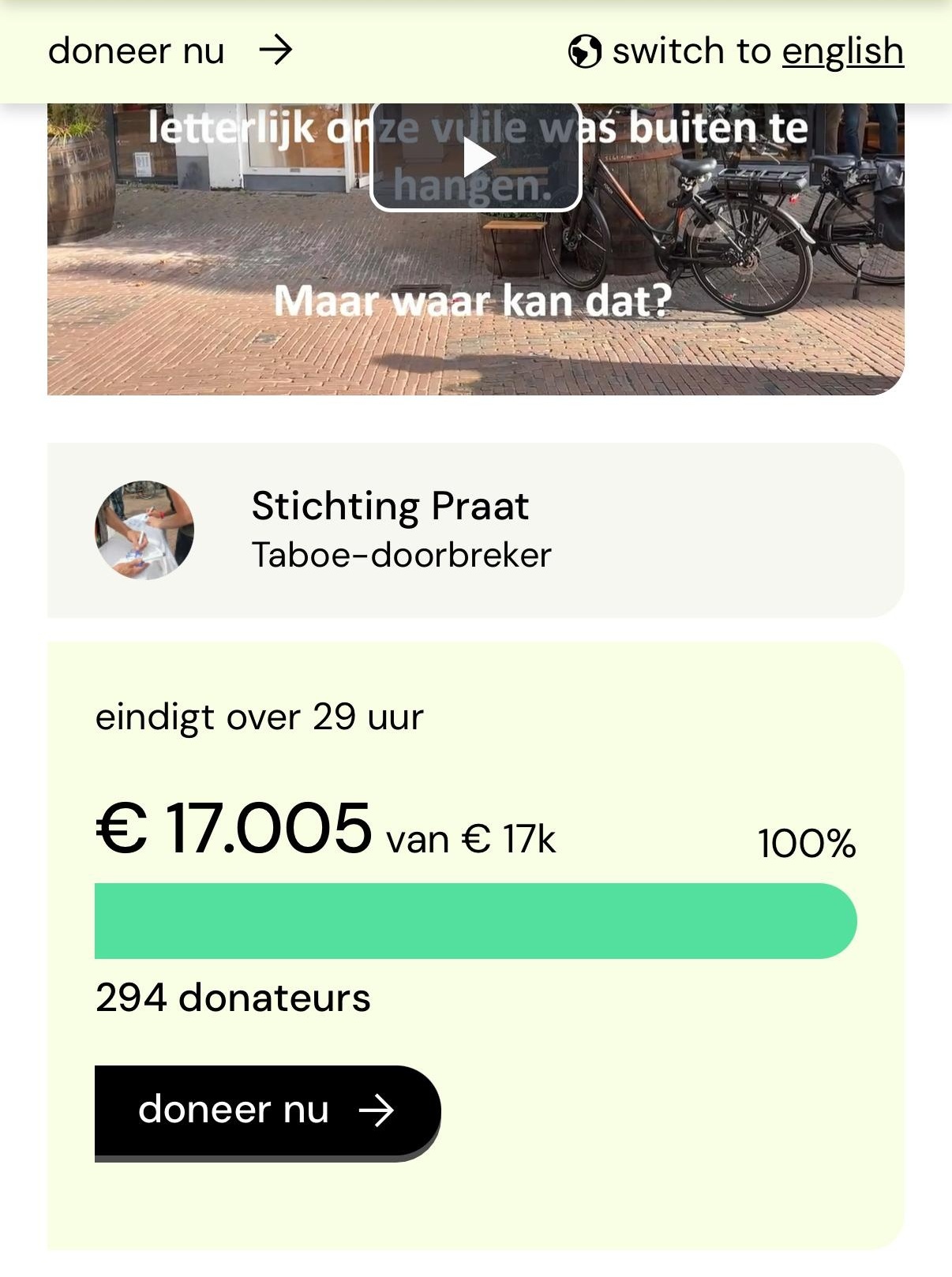 100% behaald bij de crowdfunding voor ‘Nederland hangt de Vuilewas buiten’